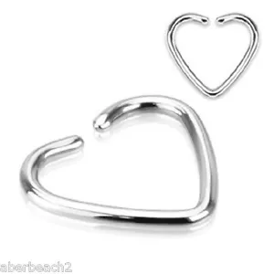 316L Surgical Steel 12 mm Cartilage Fake Clip On Single Closure Heart Ear Ring - Picture 1 of 1