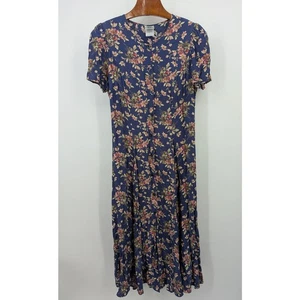 Vintage Laura Ashley Blue Floral Maxi Dress UK 16 / US 12 Cottagecore Y2K - Picture 1 of 6