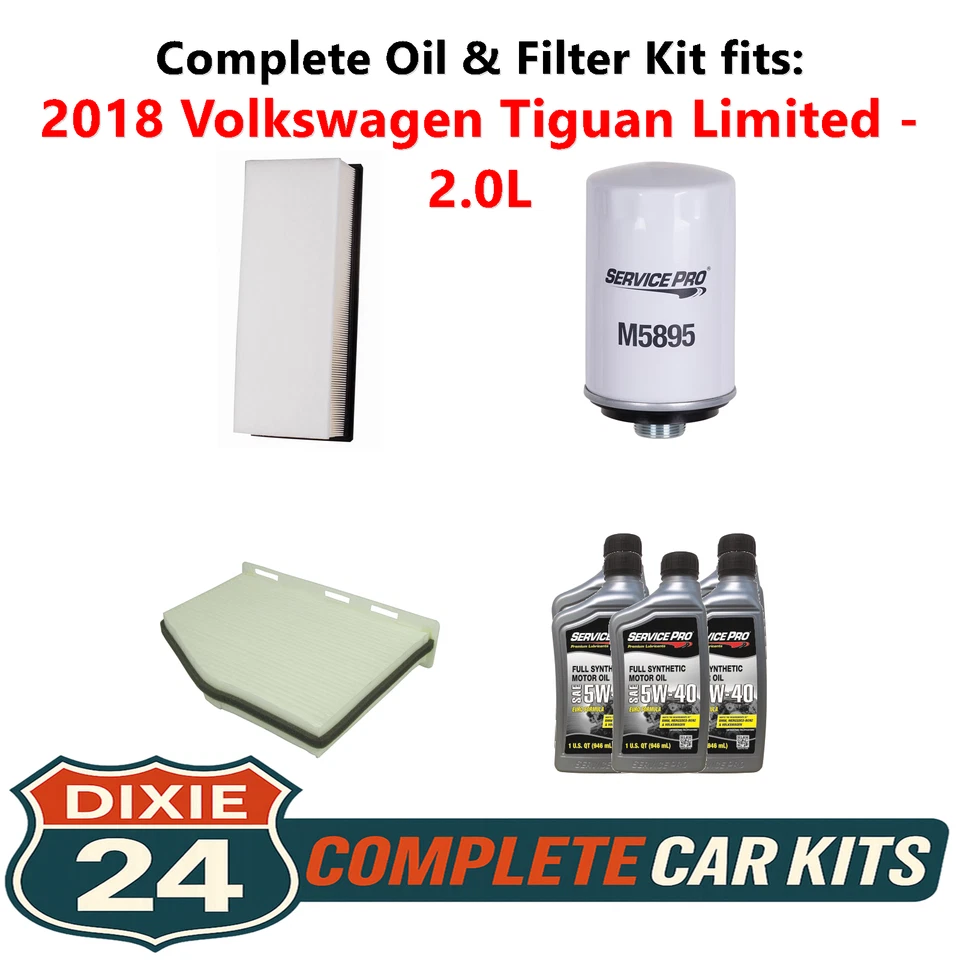 2018 Volkswagen Tiguan Limited 2.0L Complete Cabin, Air & Oil Filter Kit (5W-40) — 第 1/4 张图片
