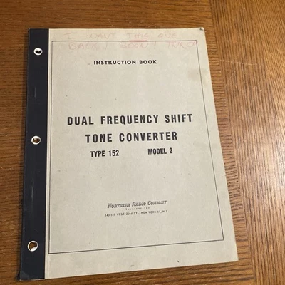 Rare Northern Radio CO. Dual Frequency Shift Tone Converter Instruction Book - Image 1 of 4