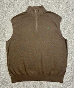 Polo Ralph Lauren Weste 1/4 Zip Herren Größe L Braun Pima Baumwolle " - Bild 1 von 5