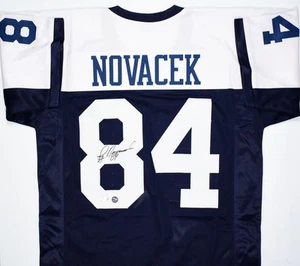 Jay Novacek Autographed Blue White Pro Style Jersey- Beckett W Hologram *Black - Picture 1 of 3
