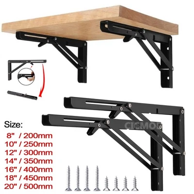 Folding Table Bracket Stainless Steel Load Wall Shelf Bench Heavy Duty 2PCS/4PCS - image 1 of 4