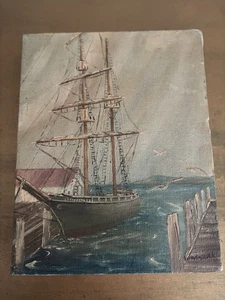 Dipinto olio originale MCM navi nautiche mare su tela firmato anni 70 - Foto 1 di 13