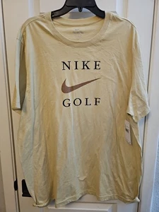 Nike Tshirt The Nike Tee XXL Nike Swoosh Golf T-shirt Yellow Gold Swoosh - Picture 1 of 5