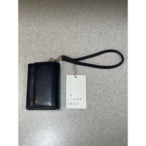 A NEW DAY kleine schwarze Geldbörse im Akkordeon-Stil mit Reißverschluss aus recyceltem Kunststoff - neu mit Etikett - Bild 1 von 8