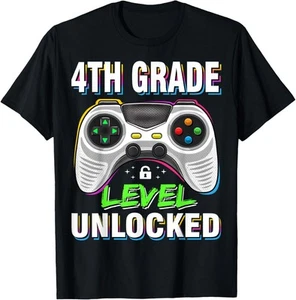 Boys First Day Of 4th Grade Shirt Kids Gaming Back To School T-Shirt Hoodie - Picture 1 of 12