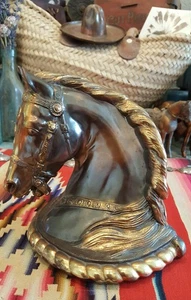 Einzelne Vintage Buchstütze 6" PFERD Büste 40er Jahre ? Dodge Inc GLADYS Brown Edwards Bronze ? - Bild 1 von 14