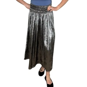 Falda viola THE GREAT plateada longitud midi para mujer talla 1 talla pequeña EE. UU. NUEVA CON ETIQUETAS GLam - Imagen 1 de 11