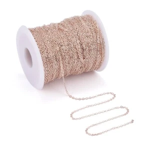 92m/rollo cadenas transversales de latón cadenas de cables soldados oro rosa eslabón ovalado de 2,5x2 mm - Imagen 1 de 5