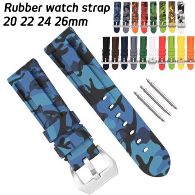 Cinturino orologio silicone mimetico 22mm 26mm 24mm 20mm cinturino sportivo gomma braccialetto - Immagine 1 di 4
