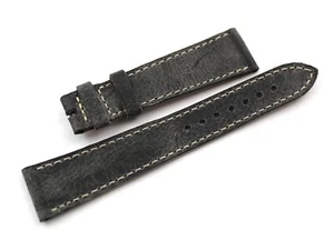 Sangle Vrai Cuir Mohawk Gris Foncé 20/16mm Accessoires Montres Casual Neuf - Imagen 1 de 4