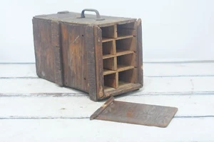 Vintage Primitive Handarbeit Holz Händler Box geteilte Holzkiste Verkäuferbox - Bild 1 von 11