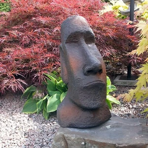 Steinfigur Osterinsel Moai Rostoptik Dekoration Garten 13 kg - Bild 1 von 6