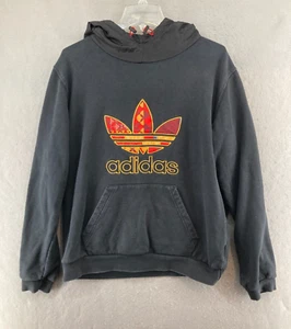 Adidas Mens Hoodie Medium Black Logo Embroidered Athletic - Picture 1 of 11