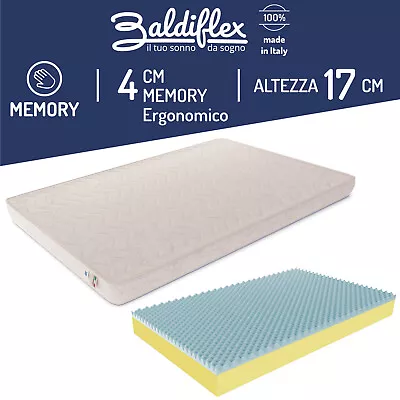 MATERASSO MEMORY SINGOLO 80X190 ALTO 17 CM A 9 ZONE CON MEMORY FOAM 4 CM DUAL - Immagine 1 di 4