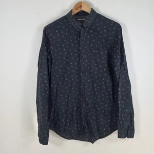 RVCA mens button up shirt size S slim fit black geometric long sleeve 065209 - Picture 1 of 7