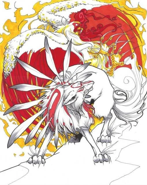 Arte Original - Okami por Weshoyot Alvitre - 11" x 14" tabuleiro de bristol - Game Art - Imagem 1 de 1