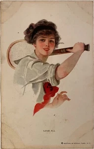 Hermosa Mujer Juega Tenis AMA TODO ~ Postal Glamour ~ Deportes ~ Tenis - Imagen 1 de 2