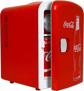 Coca-Cola Classic Coke Bottle 4L Mini Fridge W/ 12V DC and 110V AC Cords, 6 Can - Picture 1 of 12