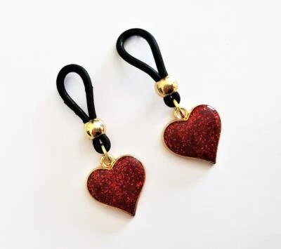 闪耀心形乳头套索非穿孔假乳头环亲密心形首饰 — 第 1/4 张图片