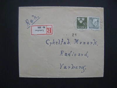 SWEDEN, R-cover  1952, Lottefors, ao 0,80 Kr , three crowns tre kronor - Image 1 of 2