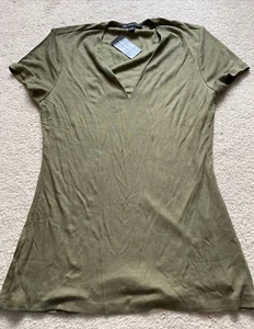 NEW INC International Concepts Women’s Ribbed Tee Shirt Olive Size Large NWT - Picture 1 of 3