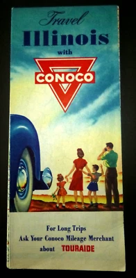 1948  Illinois  road map Conoco gas oil route 66 - Image 1 of 4