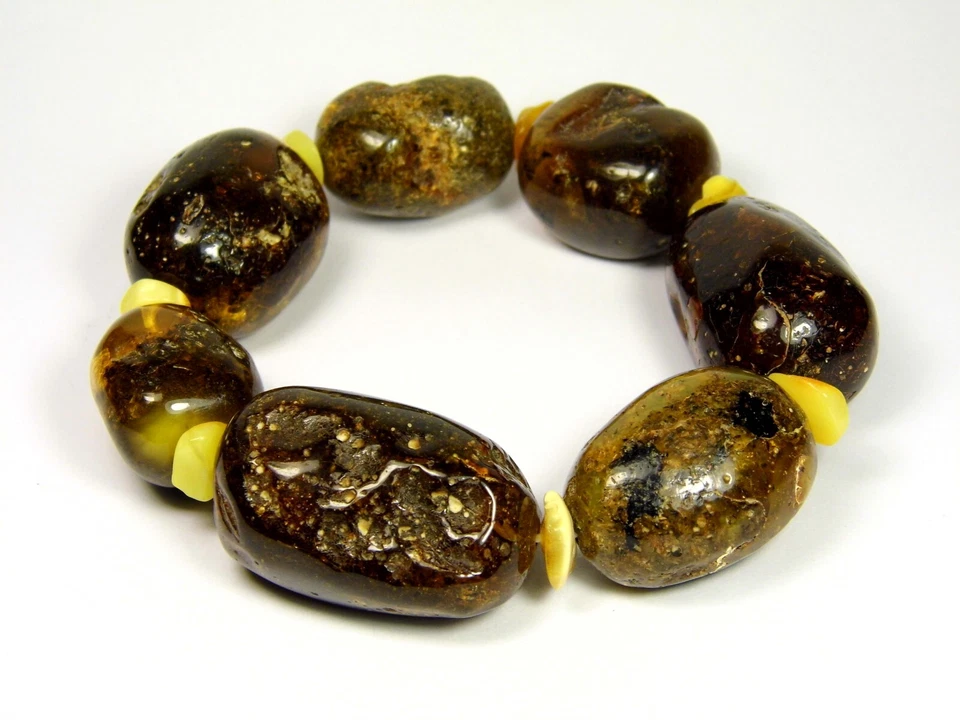Pulsera Ámbar Báltico 6.8" 64gr. Negro Mujer Massive Natural Stretch 1122a Foto 1 de 4