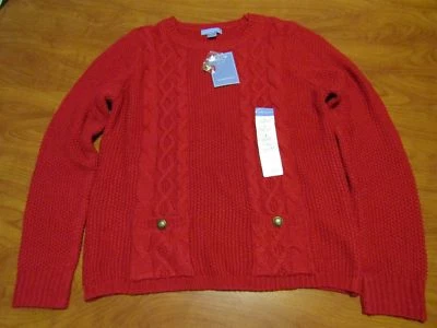 NUEVO SUÉTER LAURA SCOTT MUJER TANGO ROJO CABLE 2 BOLSILLOS TALLA L Foto 1 de 2