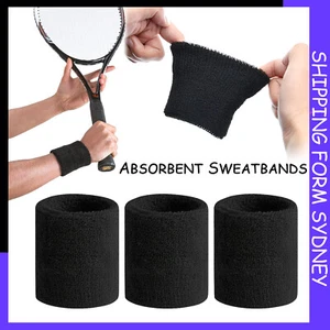 2 /4 x Cotton Wristbands Wrist Band Bands Sweatbands Sweat Band for Sport Tennis - Picture 1 of 12