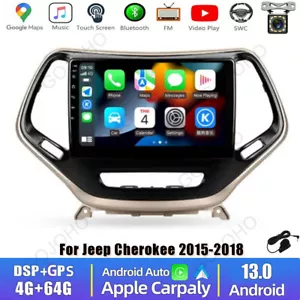 64GB Car Radio Stereo For Jeep Cherokee 2015-2018 Android 13 CarPlay GPS Navi BT - Picture 1 of 21