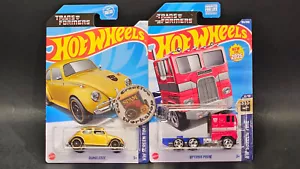 Hot Wheels Transformers Gold Bumble Bee & Optimus Prime Lot of 2 +++++++++++++++ - Picture 1 of 2