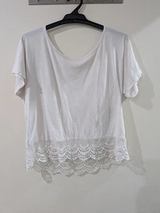 Women's Vintage Quirky Circus Short Sleeve Top With Lace Trim, Size XS - Picture 1 of 7