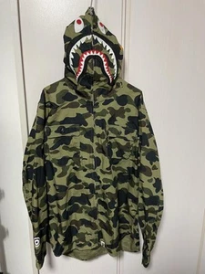 A Bathing Ape Shark Hoodie L Camo Cotton Casual Jacket Excellent Condition - Picture 1 of 8