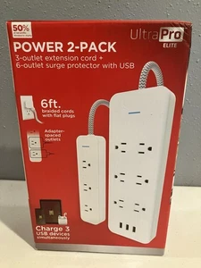 Cavo Prolunga Ultra Pro Elite Power 2 Pack 3 Prese + Protezione Sovratensioni 6 Prese - Foto 1 di 6