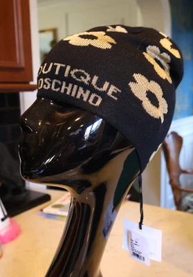 Berretto floreale Moschino Boutique oro e nero O/S Made Italy nuovo con etichette Saks - Immagine 1 di 4