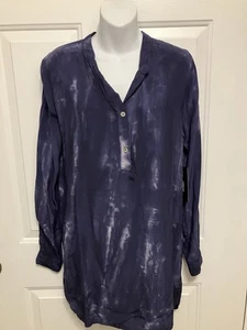 NWT Lulus Shirt Dress Sz XS Tie Dye Long Sleeves Blue Boho Pockets Women’s - Picture 1 of 6