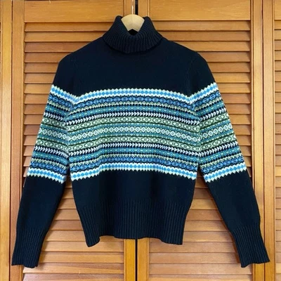 Suéter Charter Club Para Mujer Talla Pequeña Lana Angora Fair Isle Cuello Alto Tejido Foto 1 de 4