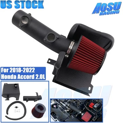 For 2018-22 Honda Accord 2.0L Turbo Short Ram Cold Air Intake System Red Filter - Image 1 of 4