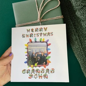 Personalised Christmas Card 8"x8" Large Photo Custom Xmas Gift Holiday Greeting - Picture 1 of 8