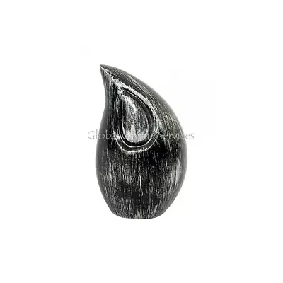 Graphite Finish Small Tiverton Teardrop Funeral Urn For Human Ashes. - Image 1 of 4