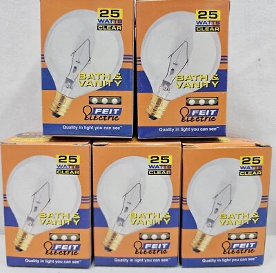 Feit 25w Bombillas Decorativas G161/2 Base Candelabro Transparente 120v- 5 PACK ¡ENVÍO GRATUITO! Foto 1 de 4