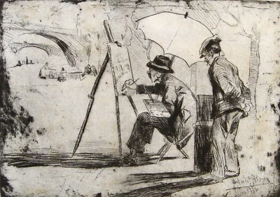 Richard Bloos 1878 Düsseldorf / Richard Bloos in Paris / Radierung, handsigniert - Bild 1 von 4