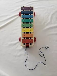 Working Vintage Fisher Price Pull A Tune Wood Metal Xylophone Toy NO MALLET - Picture 1 of 9
