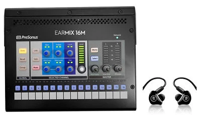PRESONUS EarMix 16M 16x2 Personal Monitor Mixer+Mackie MP-220 In-Ear Monitors - Image 1 of 4