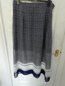 Joules 16 Navy Blue White Check Marianna Print Maxi Skirt Lined Side Zip NEW - Picture 1 of 10