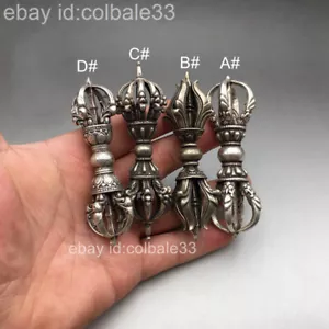 3.5" Old Tibet Buddhism Silver Dorje Phurpa Pestle Vajra Exorcism FaQi A# - Picture 1 of 6