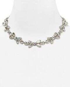 $248 Kate Spade New York Crystal Petals Collar Necklace bridal silver