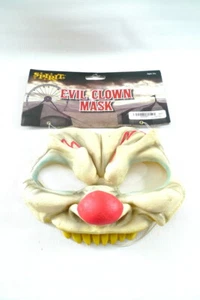 Halloween EVIL CLOWN MASK Half Mask Red Nose Fangs - Picture 1 of 1